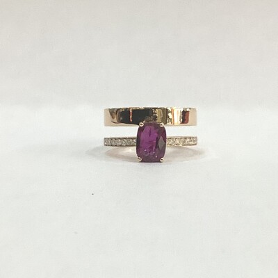 Bague or rose Rubellite et diamants
