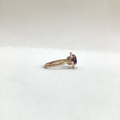 Bague or rose Améthyste entourage diamants