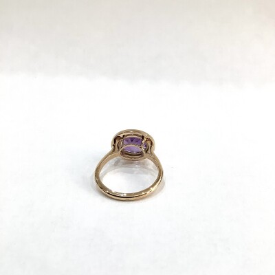 Bague or rose Améthyste entourage diamants