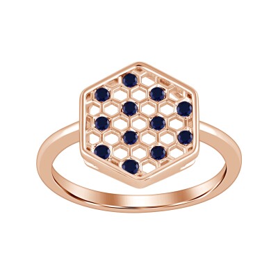 Bague "Abeille" or rose et saphir