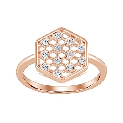 Bague "Abeille" or rose et diamant