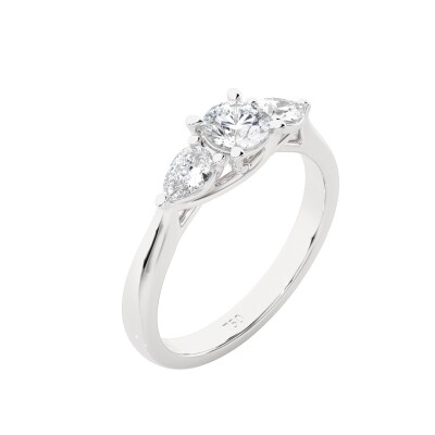 Bague solitaire trilogie platine et diamant