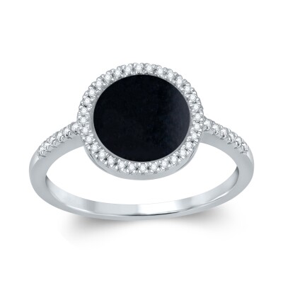 Bague collection Ronde pierre fine entourage et corps diamant