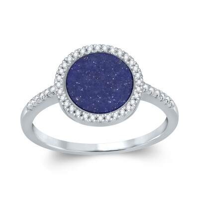 Bague collection Ronde pierre fine entourage et corps diamant