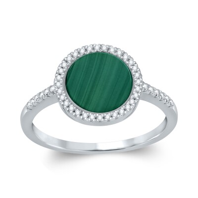 Bague collection Ronde pierre fine entourage et corps diamant