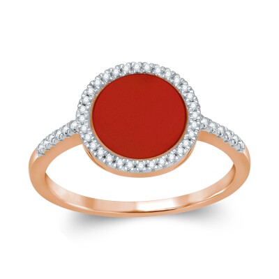 Bague collection Ronde pierre fine entourage et corps diamant