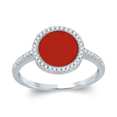 Bague collection Ronde pierre fine entourage et corps diamant