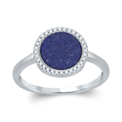 Bague collection Ronde pierre fine entourage diamant