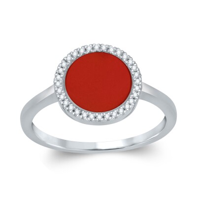 Bague collection Ronde pierre fine entourage diamant