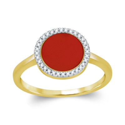 Bague collection Ronde pierre fine entourage diamant
