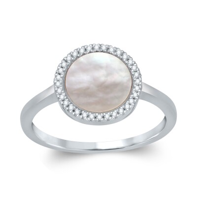 Bague collection Ronde pierre fine entourage diamant