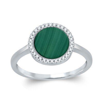Bague collection Ronde pierre fine entourage diamant