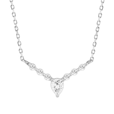 Collier solitaire Fancy Cut or blanc et diamant