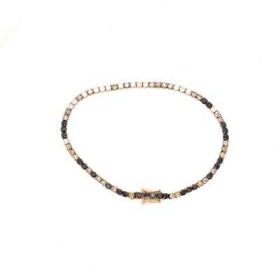 Bracelet ligne or rose diamant noir, brun et blanc