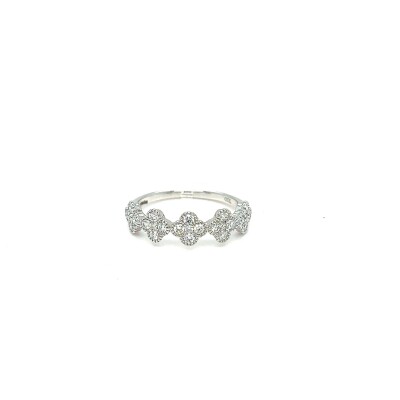 Bague or blanc multi trèfles diamant
