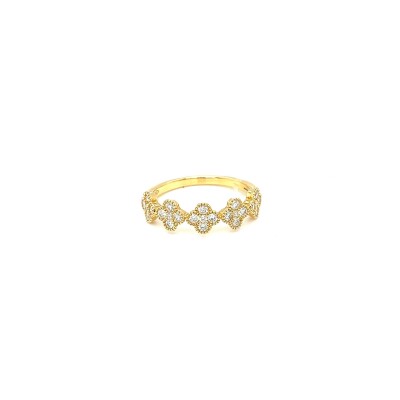 Bague or jaune multi trèfles diamant
