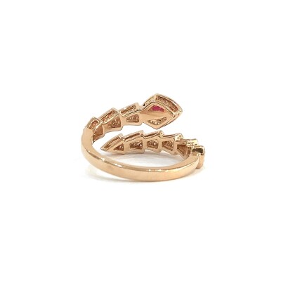 Bague Serpent or rose ouvert rubis et diamant