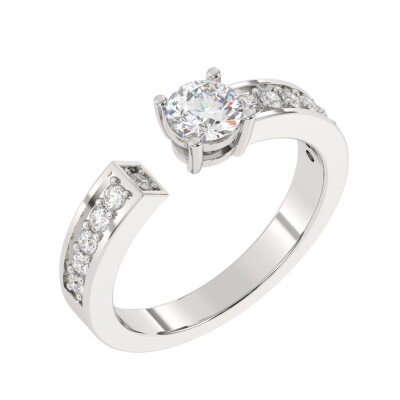 Bague solitaire Toi et Moi or blanc et diamant