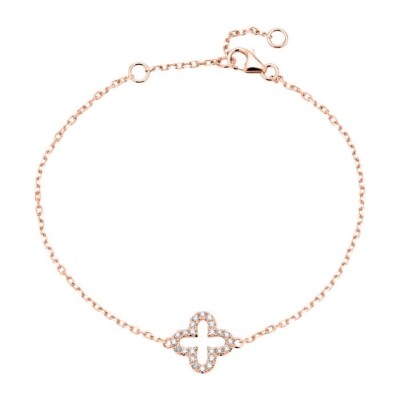 Bracelet Tendance or rose trèfle diamants