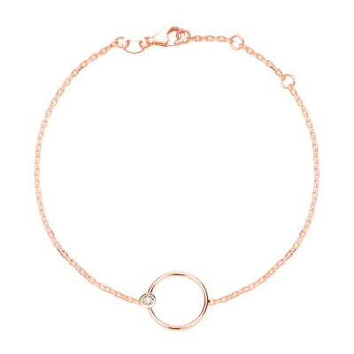 Bracelet Tendance or rose cercle un diamant