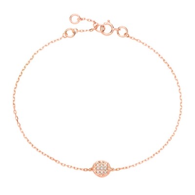 Bracelet Tendance or rose pastille pavée diamants