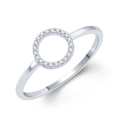 Bague tendance or blanc cercle diamants
