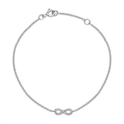 Bracelet Tendance or blanc symbole de l'infini pavée diamants