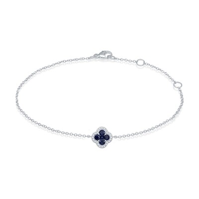 Bracelet trèfle or blanc saphir et diamants