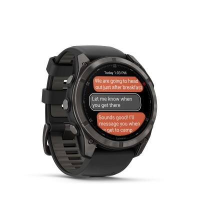 fēnix® 8 Pro – 51 mm, AMOLED Sapphire, Titane Carbon Gray DLC avec bracelet en silicone noir/gris galet
