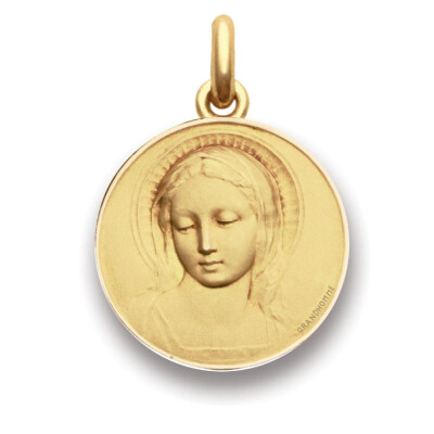 Médaille vierge Amabilis ronde or jaune