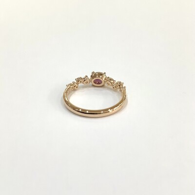 Bague en Or Rose avec Spinelle Grenat et Diamants