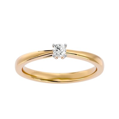 Solitaire en Or Jaune Diamant 0.25ct – Sertissage 4 Griffes