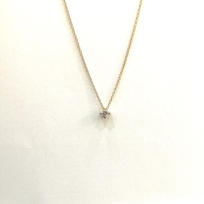 Collier or jaune Solitaire Diamant 4 Griffes sans Bélière