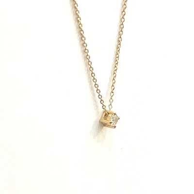 Collier or jaune Solitaire diamant 4 Griffes sans Bélière