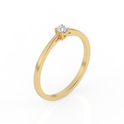 Bague solitaire tendance or jaune et diamant