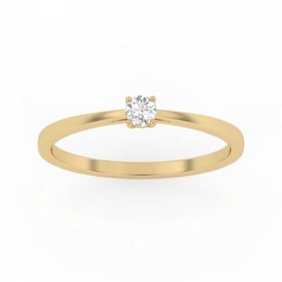 Bague solitaire tendance or jaune et diamant