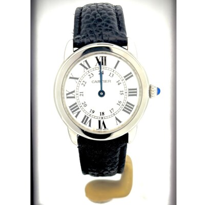 Montre Ronde Solo de Cartier 29mm, mouvement quartz, acier, cuir année 2017