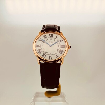 Montre Ronde Louis Cartier, 36 mm, or rose, cuir