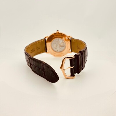 Montre Ronde Louis Cartier, 36 mm, or rose, cuir