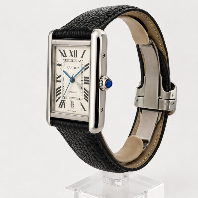 Montre Tank Solo, XL, acier, cuir
