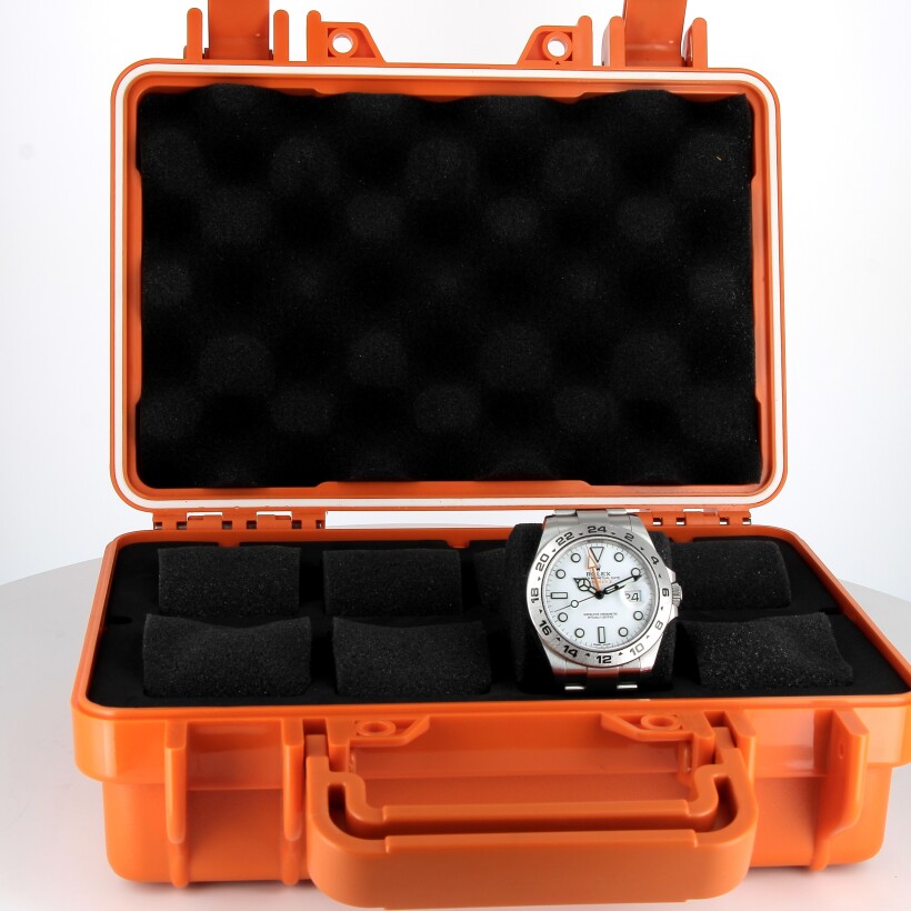 Valise orange de rangement pour 8 montres