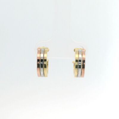 Boucles d'oreilles créoles en or jaune or blanc et or rose
