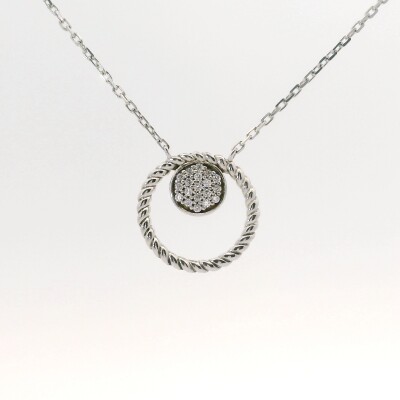Collier en argent rhodié et oxydes de zirconium, 45cm