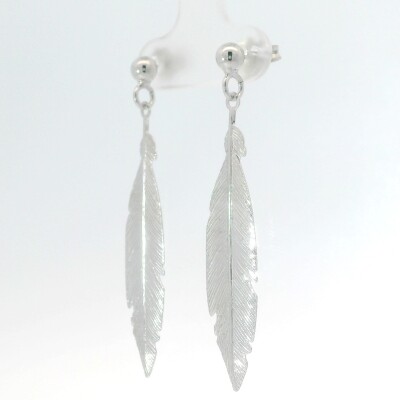 Boucles d'oreilles plumes en argent rhodié
