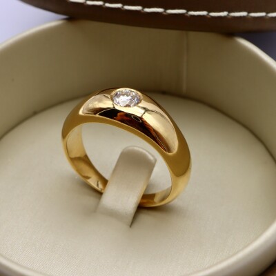 Jonc anglais or jaune et diamant
