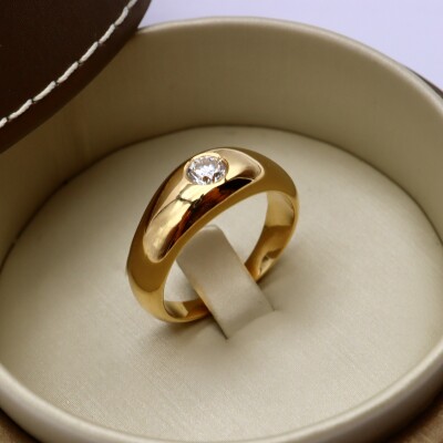 Jonc anglais or jaune et diamant