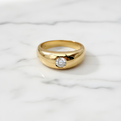 Jonc anglais or jaune et diamant