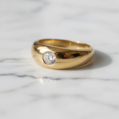 Jonc anglais or jaune et diamant