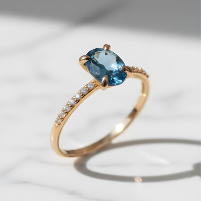 Bague or rose, topaze et diamants