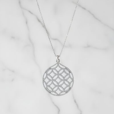 Collier or blanc et diamants